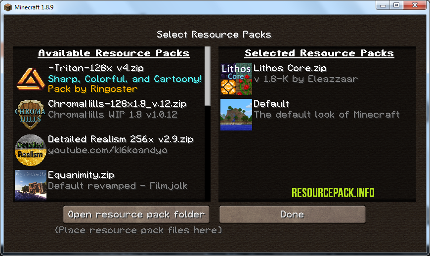 Activating a Resource Pack inside Mineraft